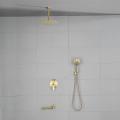 Bathroom 3-Function Brass Brushed Gold Shower Set