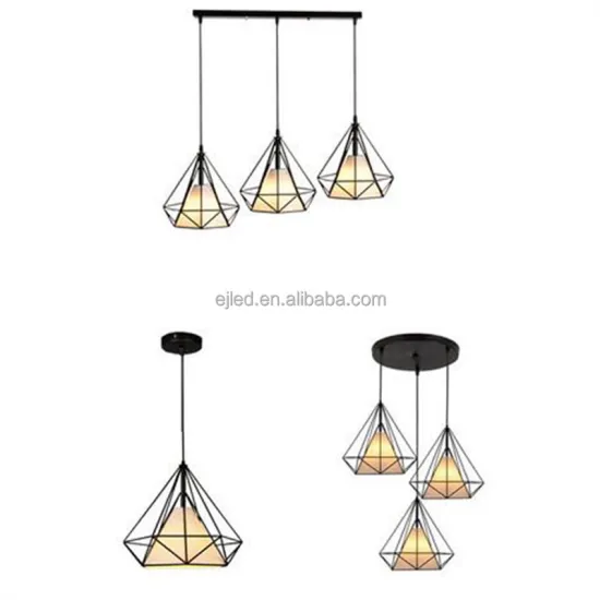 Industrial Vintage Pyramid-Shaped Black Cage Pendant Lights - Set of Three for Kitchen