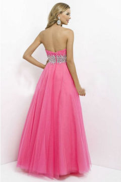 Crystal Beading Tulle Floor Length  Prom Dresses Hot Sale Beaded Evening Dresses