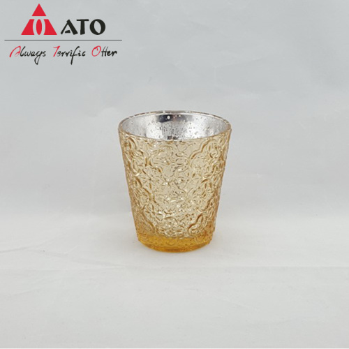 Copa de vela transparente con decoración del hogar aluminante y color de spray