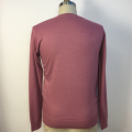 Men's Long Sleeves Knitted Round Neck Pink Sweater