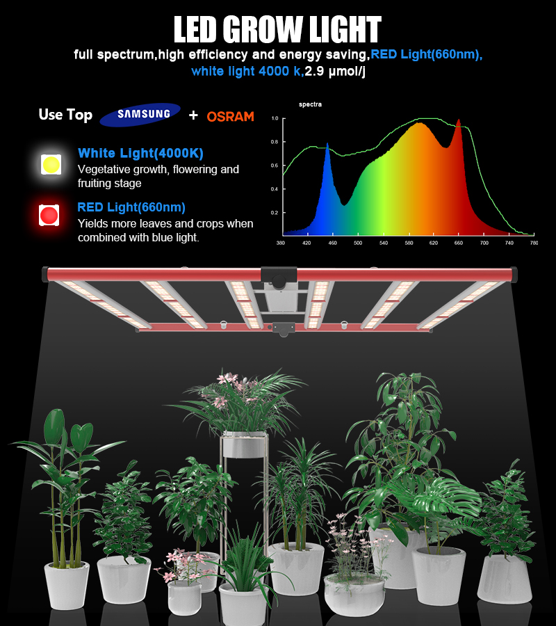 650W LED αυξάνεται ελαφρύ εσωτερικός υδροπονικός φωτισμός φυτών