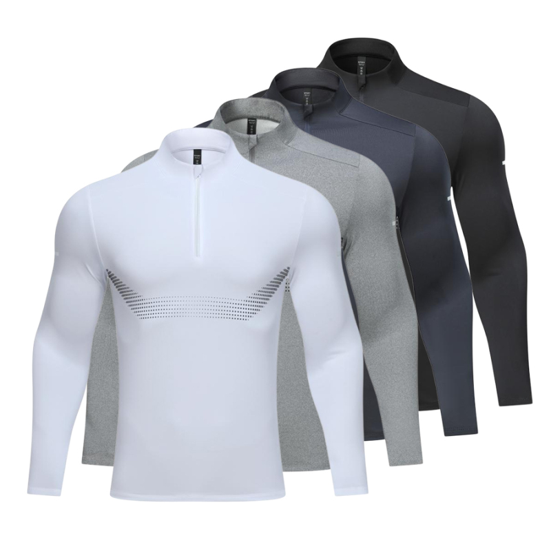 Men's Long Sleeve Athletic Slim Zip Shirts