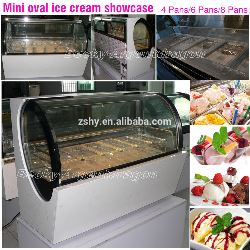 Mini oval refrigerated ice cream showcase for sale