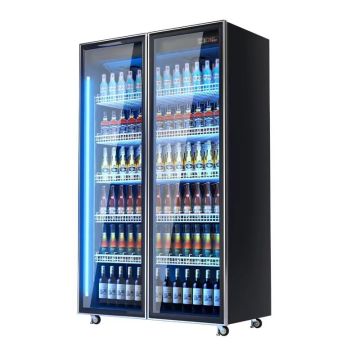 Enfriador de bebidas verticales comerciales de 4 puertas con puerta dinámica de vidrio de enfriamiento