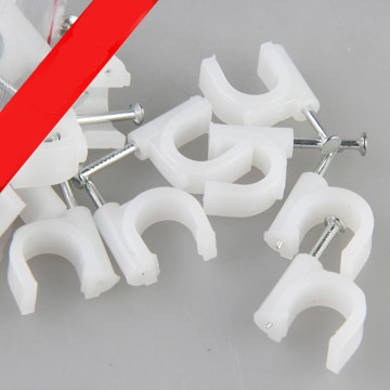 100pcs Cable fixed 16mm Round Circle Path cable clips with Nail, Wire U Circle Cable Clamp with Nail