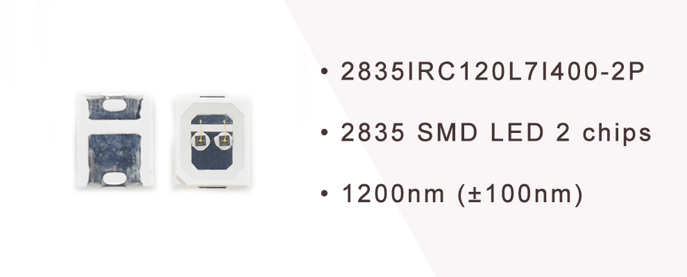 2835IRC120L7I400-2P 2835 SMD LED 1200nm 1250nm IR LED ±100nm 2 Chips far red Infrared SMD LED PLCC 2