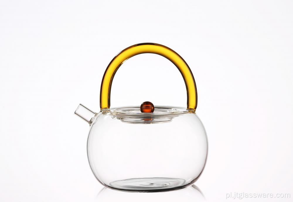 Ręcznie robiony czajniczek ze szkła borokrzemianowego żaroodpornego