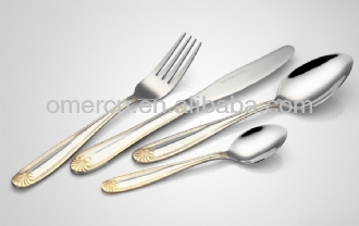 stainless steel cutlery set with golden rim