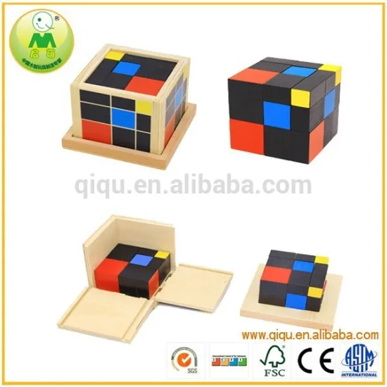 Promotion Preschool Mathematic Toy Wooden Trinomial Cube Montessori Materials For Sale