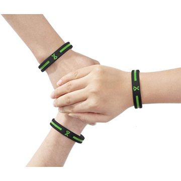 Custom Green Awareness Ribbon Silicone Bracelets