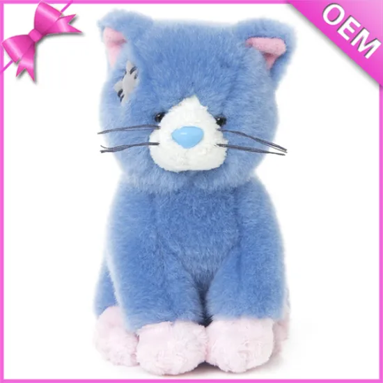 10" Sitting Blue Plush Stuffed Toy Cat Plush Toy Cats, Custom Stuffed Cat, Stuffed Cats for Sale