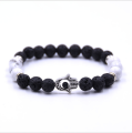 Pulsera de piedras preciosas Evil Eye Difusor de aceites esenciales de piedra de lava Reiki Healing Balancing Round Beads