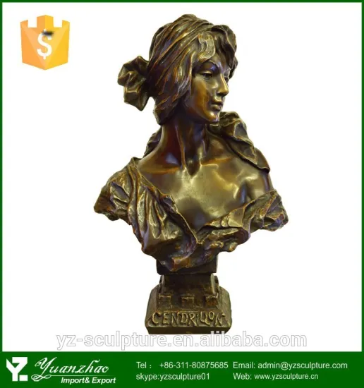 garden brass female bust statue for decoration