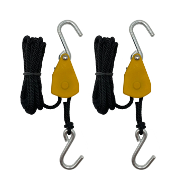 150LBS Capacity Yellow Body Carabiner Clips with Ratchet Filter Hangers - Manufactured in Ningbo