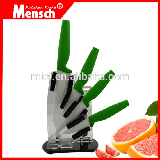 5 pcs best kitchen knife set with green handle