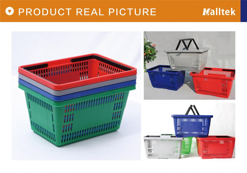 Supermarket Durable Plastic Handle Shopping Basket