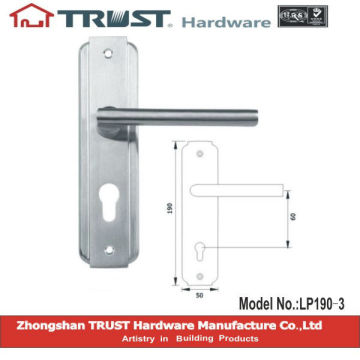 LP190-3:Solid Stainless Steel Door Handle with lock plate