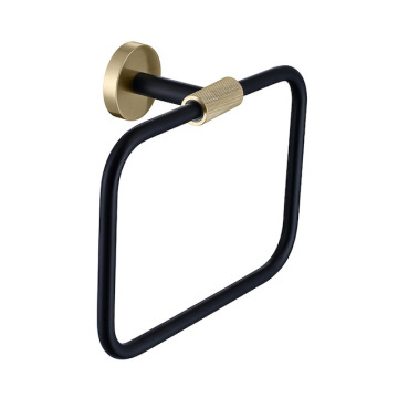 OEM Brass Black and Gold Handled Bathroom Hardware: Towel Ring and Holder - Premium Quality Bathroom Supplies
