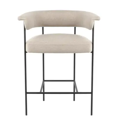 New design minimalist white fabric armrest bar chair