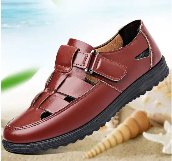 High-Quality Summer Men's Leather Shoes: Business Casual & Formal Styles with Soft Soles & Anti-Slip Sandals