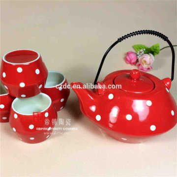 red Ceramic lucky china tea set chinese wedding