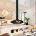 Indoor wood burning suspended fireplace