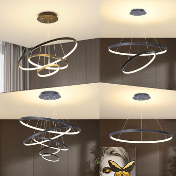 CE ROHS 현대 금속 LED 펜던트 램프 2 개 반지가있는 거실 램프
