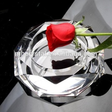 round customized crystal ashtray with logo on bottom MH-6121