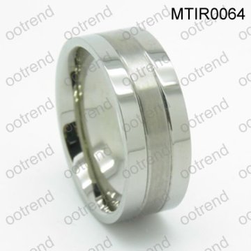 Mens big titanium rings,two tone titanium ring with brushed and polished different surface effect