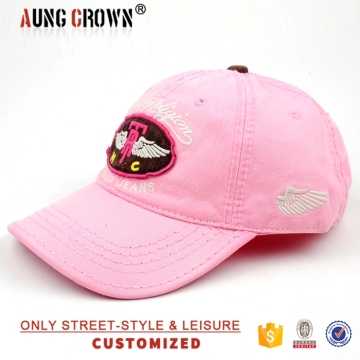 New Plain Pink Color Adjustable Curved Visor Hat Baseball Cap for Gril