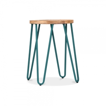 Antique Solid Metal Industrial Stools with Elm Wood Seat