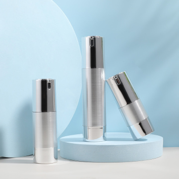 Transparent Lotion Bottle Luxury Silver Airless Cosmetic Bottle for Skincare Packaging Factory