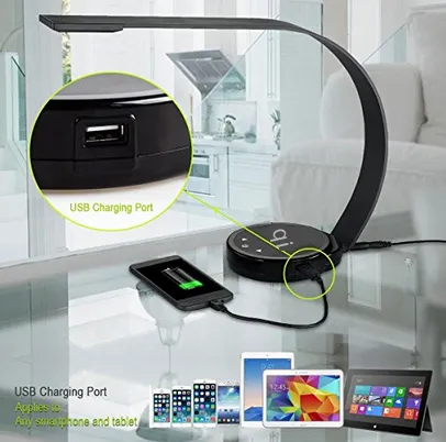 2016 Novel indoor lighting Aluminum+ABS material wireless charging LED desk lamp with USB port