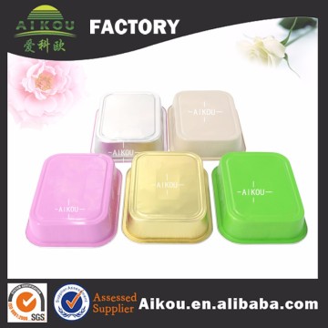 Color coating microwaveable aluminum foil food container with plastic lid
