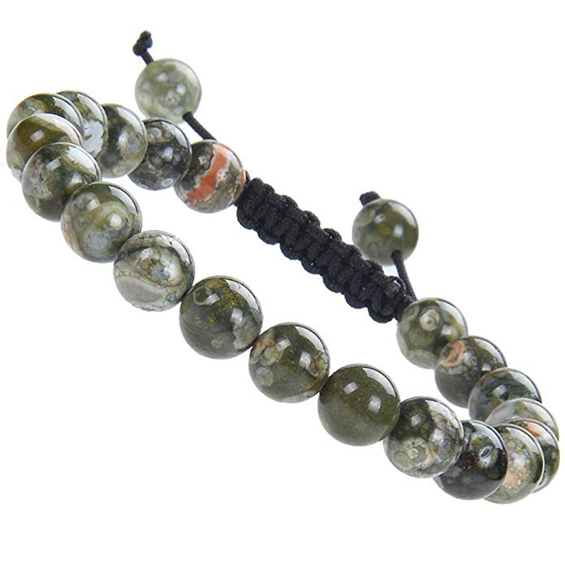 Joyería de piedras preciosas de poder curativo natural, pulseras de cristal, hebras, cuentas, unisex, ajustable, macramé, 8 mm