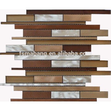 MBL4016 Brown Strip Interlocking Aluminum Turkish Mosaic And Glass Tile Kitchen Mosaic Tile
