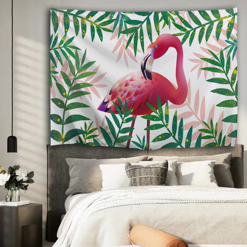 Pink Flamingo Tapestry Palm Leaf Wall Hanging Green Plants Tapestry for Livingroom Bedroom Home Dorm Decor