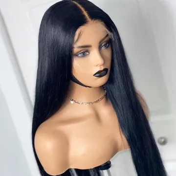 150% Density 40Inch Long Bone Straight Wigs Human Hair Pre Plucked Lace Front Wig