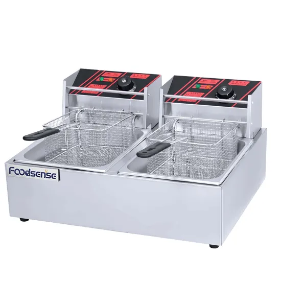 2021factory Directly Electric Deep Fryer 10L+10L Stainless Steel with Temperature Control 2 Tank 2 Basket French Fries