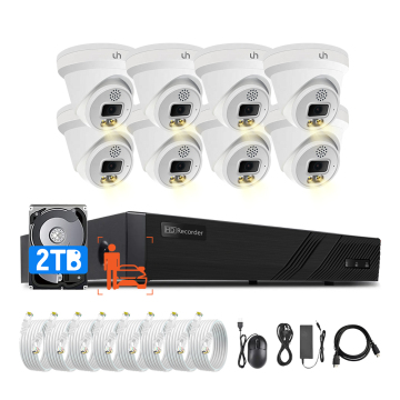 8CH 4K NVR Kit with 6MP IP Cameras, 2-Way Audio, 8 Turrets, 2TB HDD, and H.265 Compression