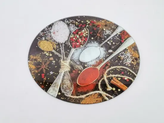 30cm diameter round tempered glass chopping board
