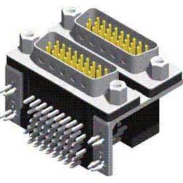 Macho de ángulo recto de puerto dual D-SUB