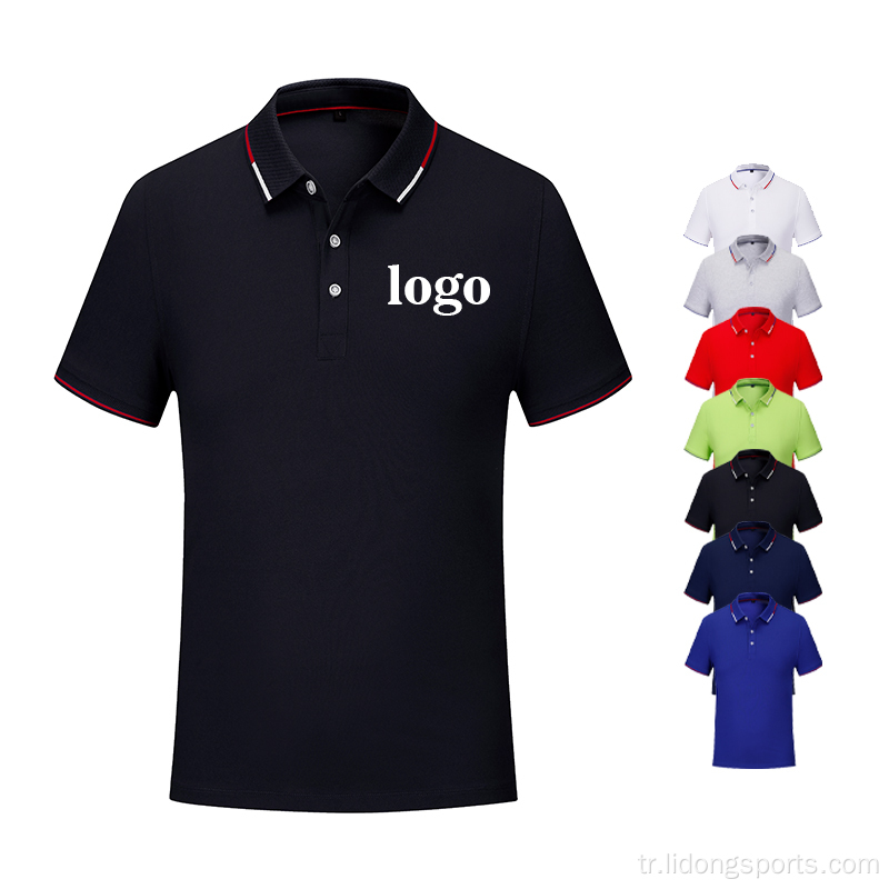 Düz renkler polyester pamuk yaz nefes alabilen golf gömlek