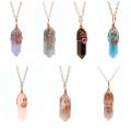 Gemstone Double Hexagon Point Copper Fire enveloppé Pendant Natural Stone Crystal Hexagon Pendentif pour les bijoux de bricolage Gift Gift