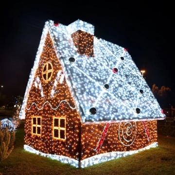 2023 Life-Size LED Gingerbread House: Large Lighted Commercial Christmas Decoration for Outdoors