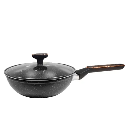 Classic Design 24cm Flat Bottom Iron Wok Pan