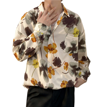 Vintage Trend Long-Sleeved Floral Hawaiian Shirt for Men