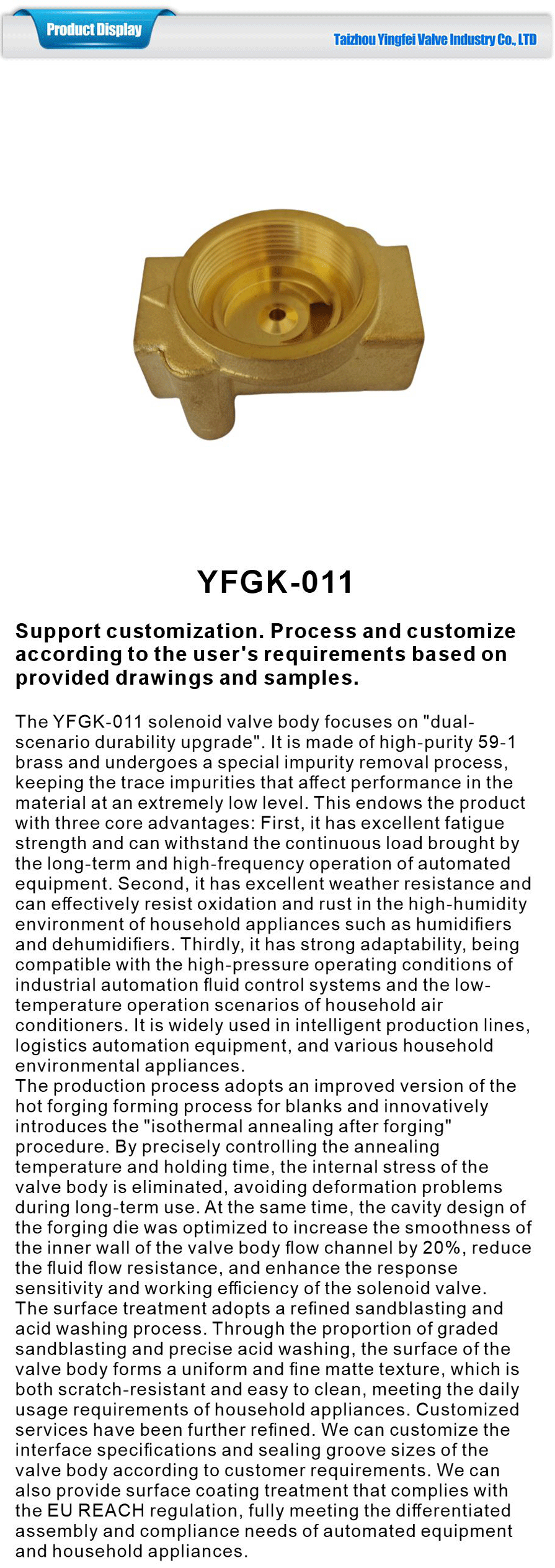 Electromagnetic valve body for household appliances-xiangqing1-YFGK-011