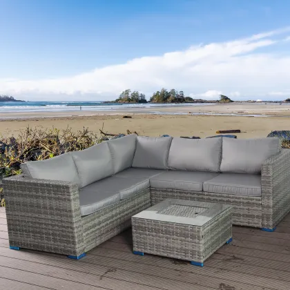 All Weather PE Rattan Furniture Sets with Ice Bucket - Outdoor Sofa Kettler Rattan Patio Garden Sale